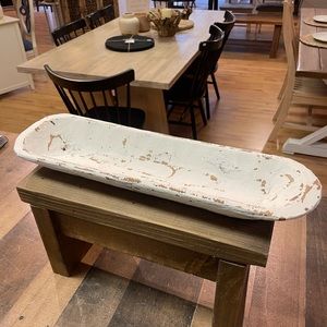White Distressed Dough Bowl 20” x 6” x 2”